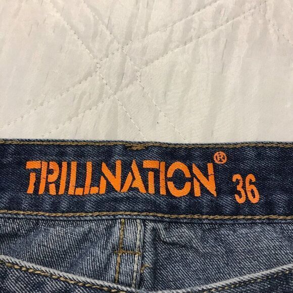 Trillnation distressed blue jean shorts size 36 - Picture 2 of 6